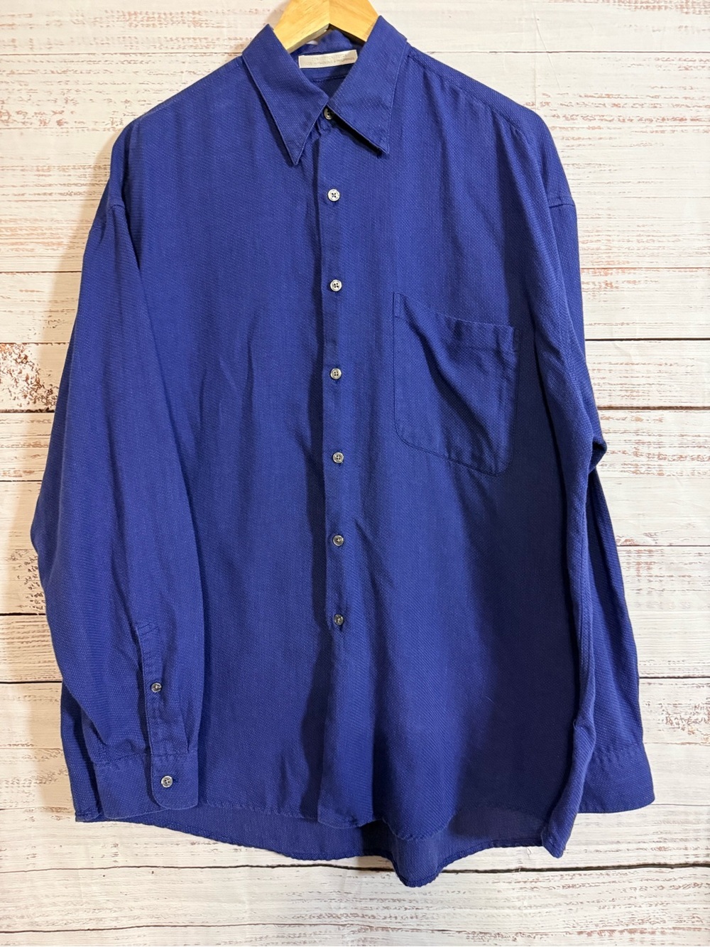 Perry Ellis Men's Blue 100% Cotton Button-Up Shirt